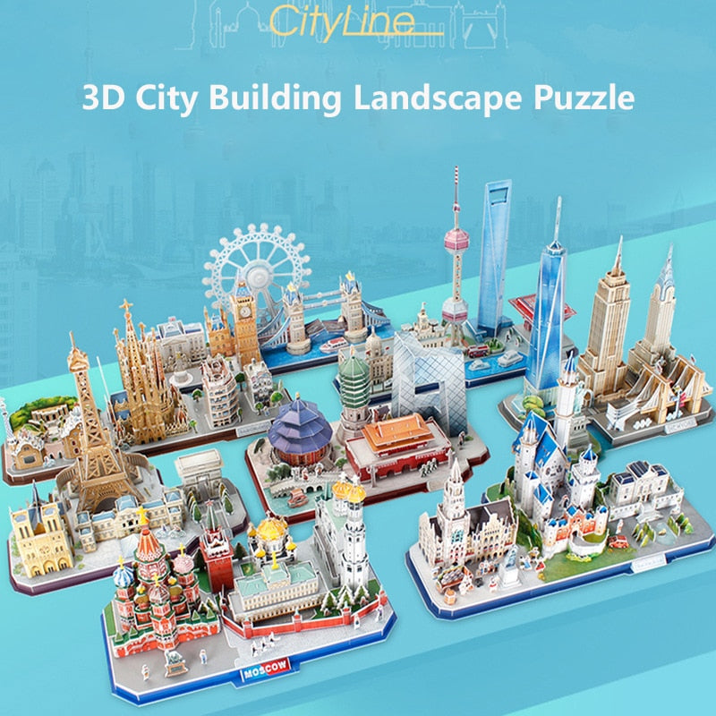 3D Puzzle DIY Paper Miniature Model City London Paris New York Moscow